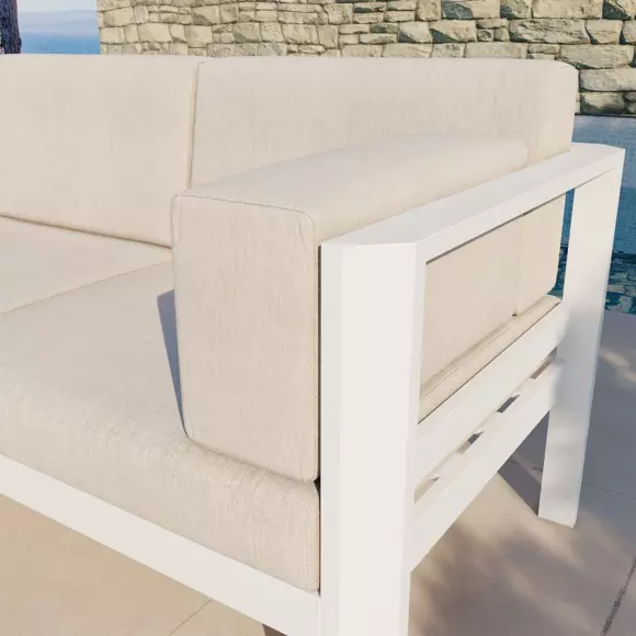 Eminza Canapé De Jardin En Aluminium 3 Places Ostara Blanc Et Taupe