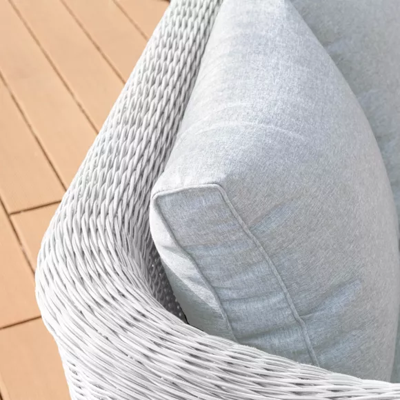 Eminza Canapé De Jardin En Résine Tressée 2 Places Calvi Blanc Et Gris Clair