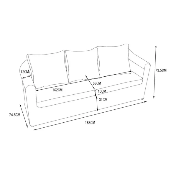 Eminza Canapé De Jardin En Résine Tressée 3 Places Calvi Blanc Et Gris Clair