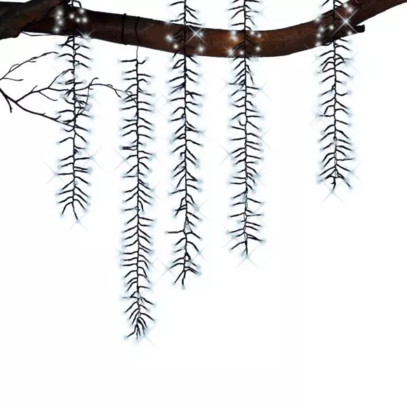 Eminza Cascade Lumineuse 2 M 480 LED Câble Noir Effet Scintillant Blanc Froid