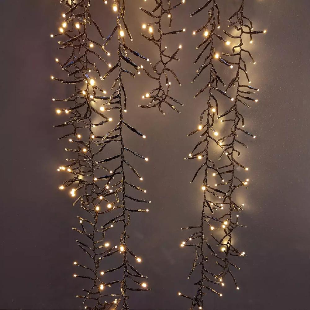 eminza Cascade lumineuse 2 m 480 LED câble noir Effet scintillant Blanc chaud