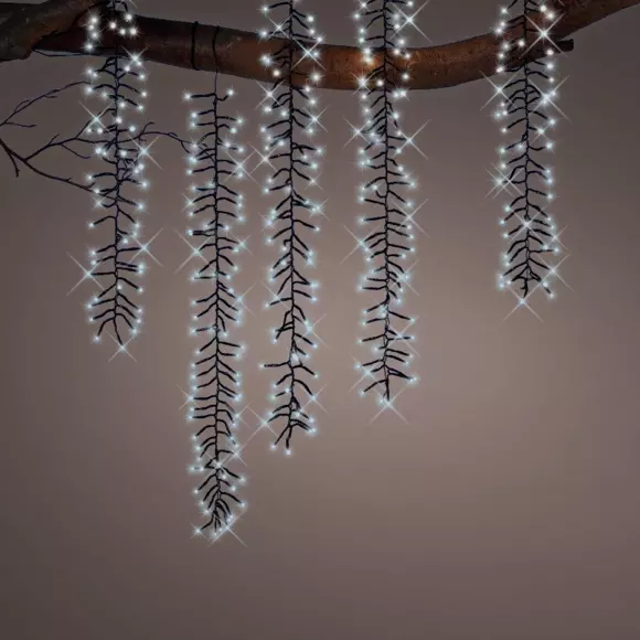 Eminza Cascade Lumineuse 2 M 480 LED Effet Tombée De Neige Blanc Froid