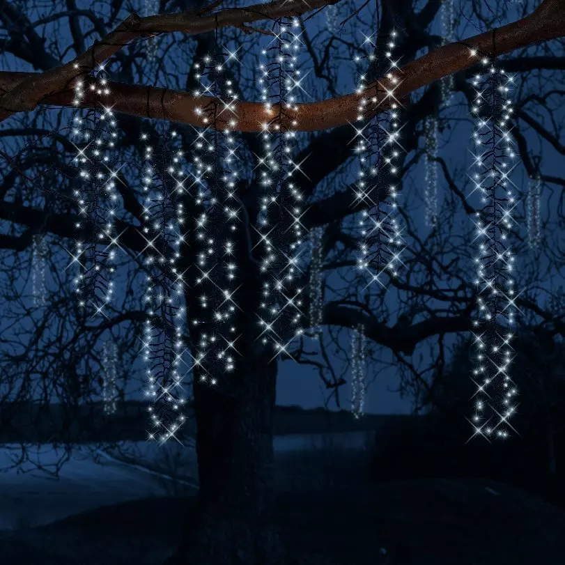eminza Cascade lumineuse 2 m 480 LED Effet tombée de neige Blanc froid