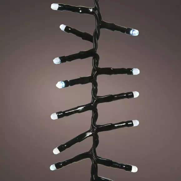 Eminza Cascade Lumineuse à Piles 2 M 512 LED Câble Noir Durawise Blanc Froid