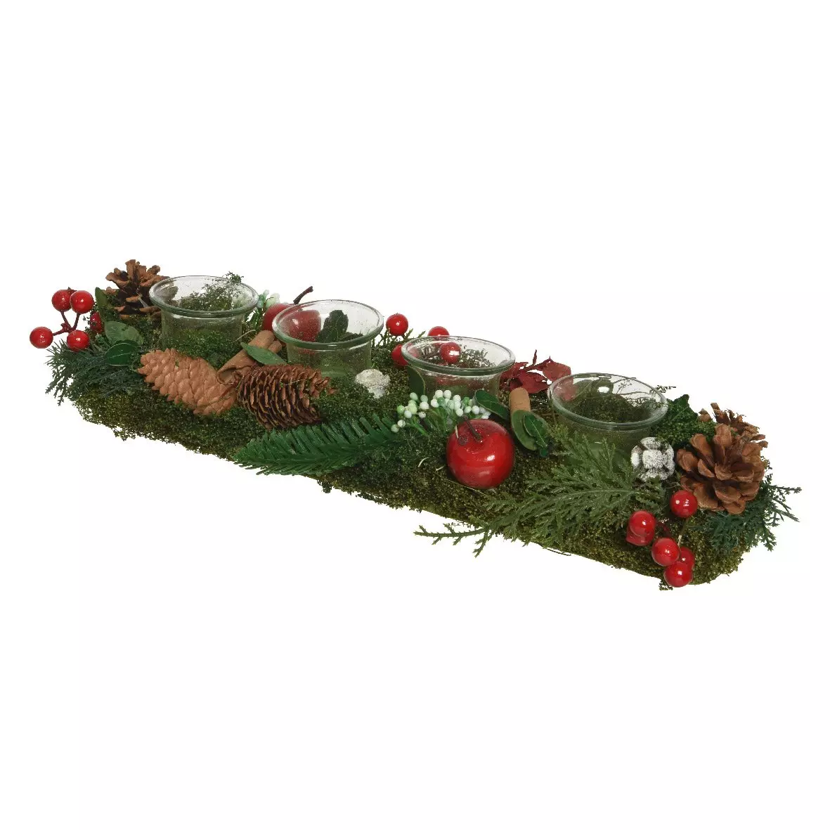 eminza Centre de table 4 photophores (45 cm) Baies sauvages et nature