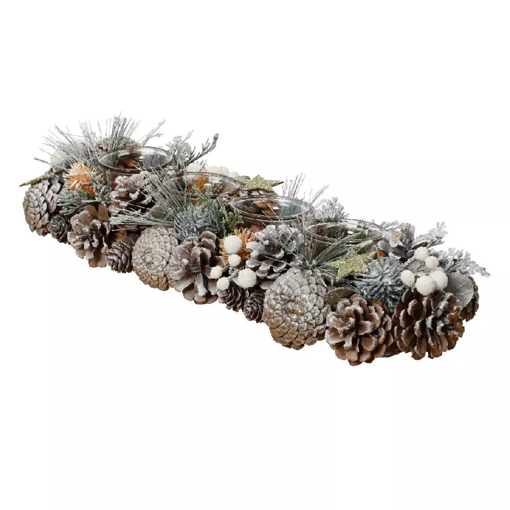 eminza Centre de table 4 photophores (H46 cm) Christmas Givré