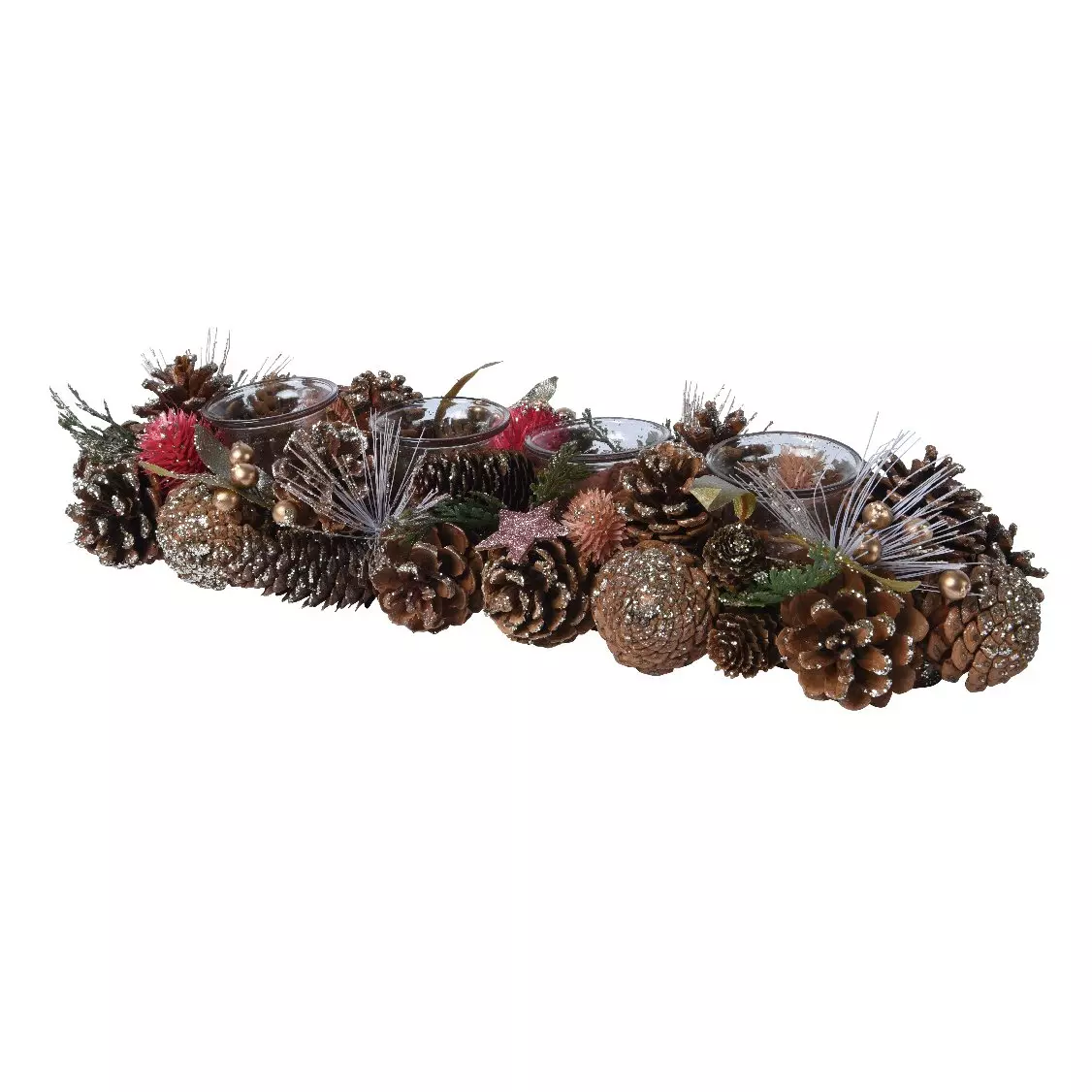 eminza Centre de table 4 photophores (H46 cm) Christmas Nature