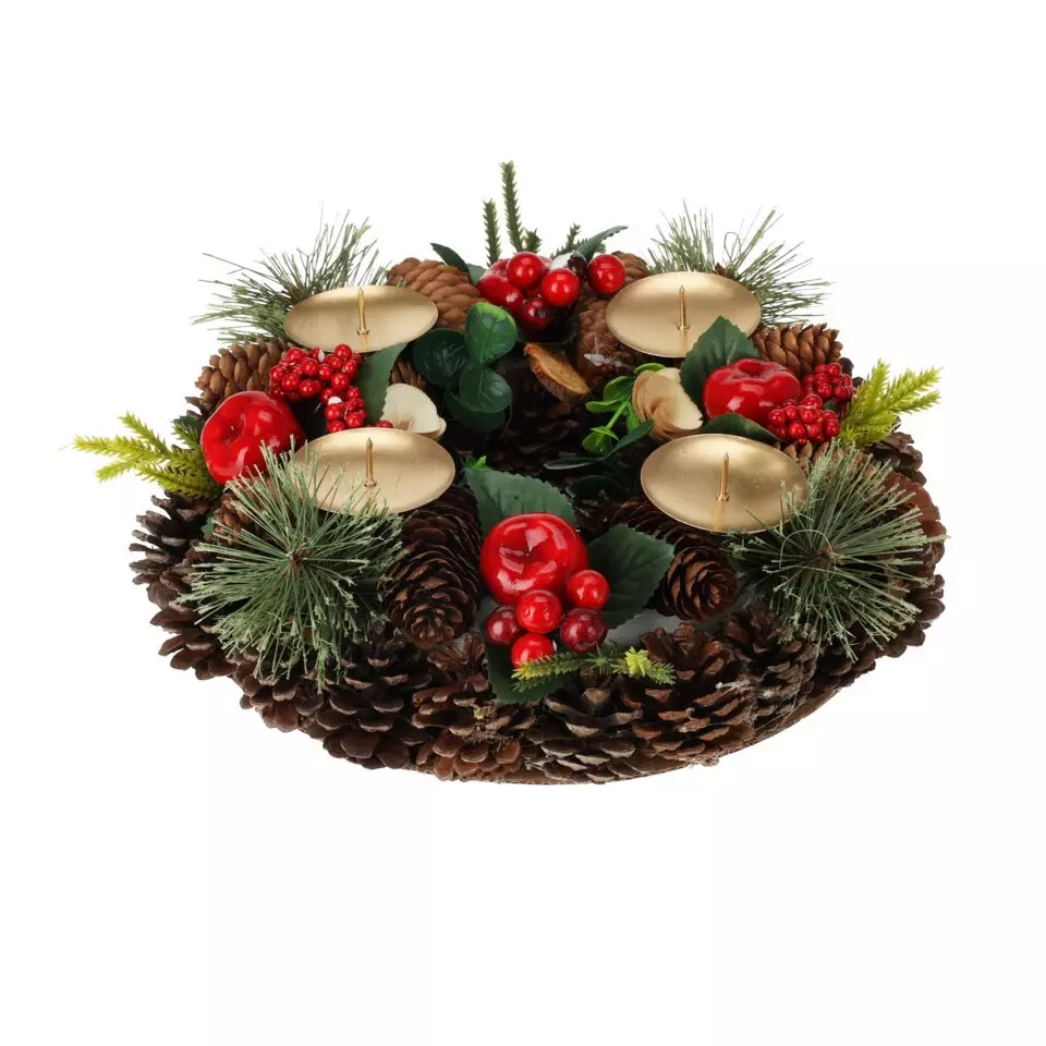 eminza Centre de table rond 4 bougies (D27 cm) Fête de Noël