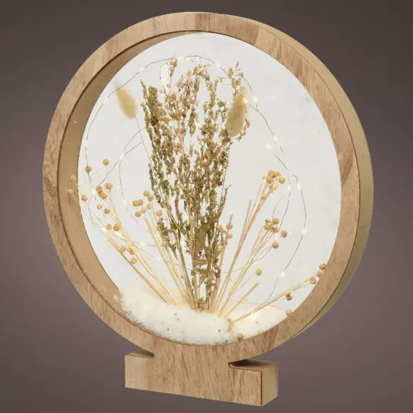 Eminza Cercle Fleuri Lumineux à Piles 40 LED (H38 5 Cm) Blanc Chaud
