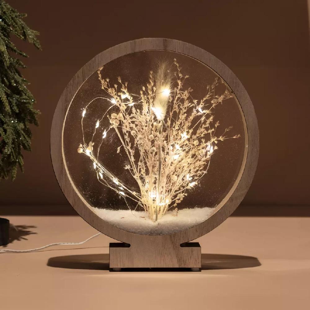 eminza Cercle fleuri lumineux à piles 40 LED (H38 5 cm) Blanc chaud