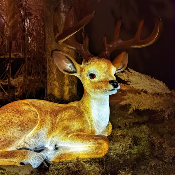 Eminza Cerf Lumineux Fibre De Verre 8 LED (H46 Cm) Blanc Chaud