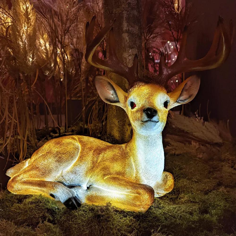 eminza Cerf lumineux fibre de verre 8 LED (H46 cm) Blanc chaud