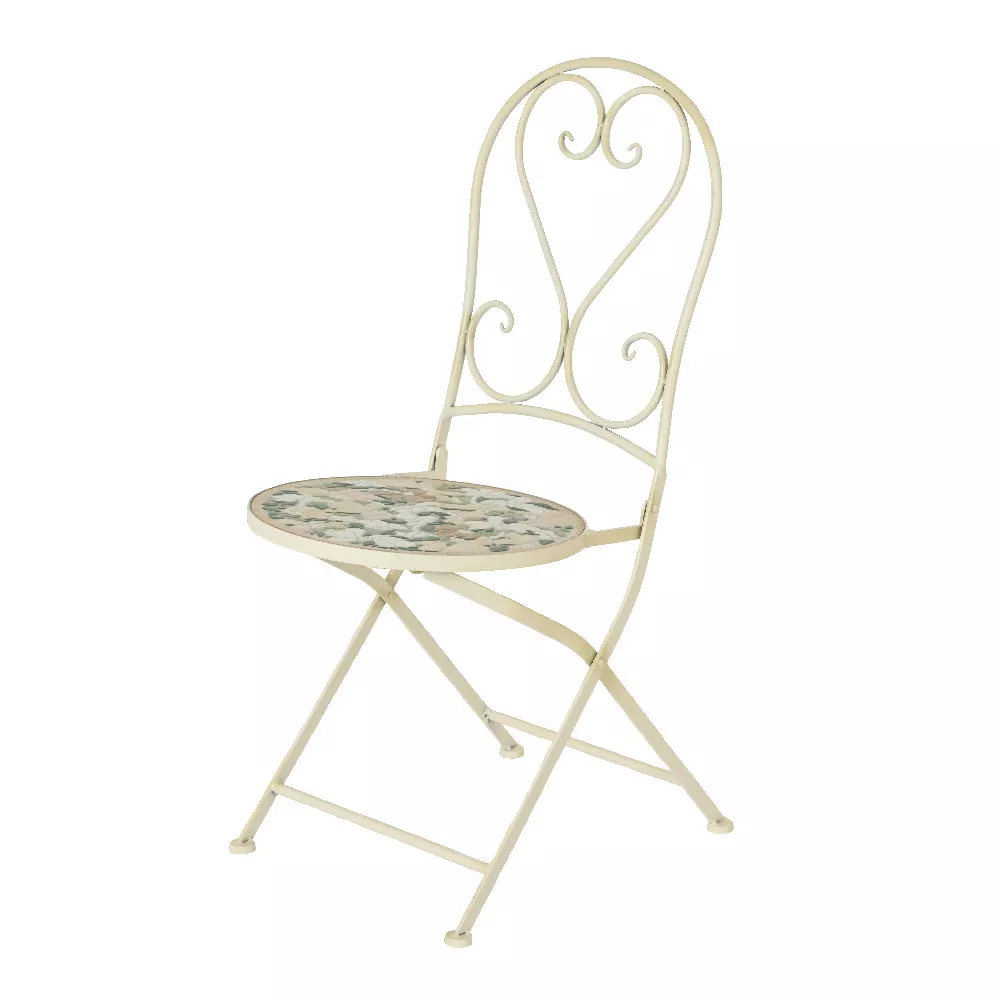 eminza Chaise bistro pliable en mosaïque Genève Crème
