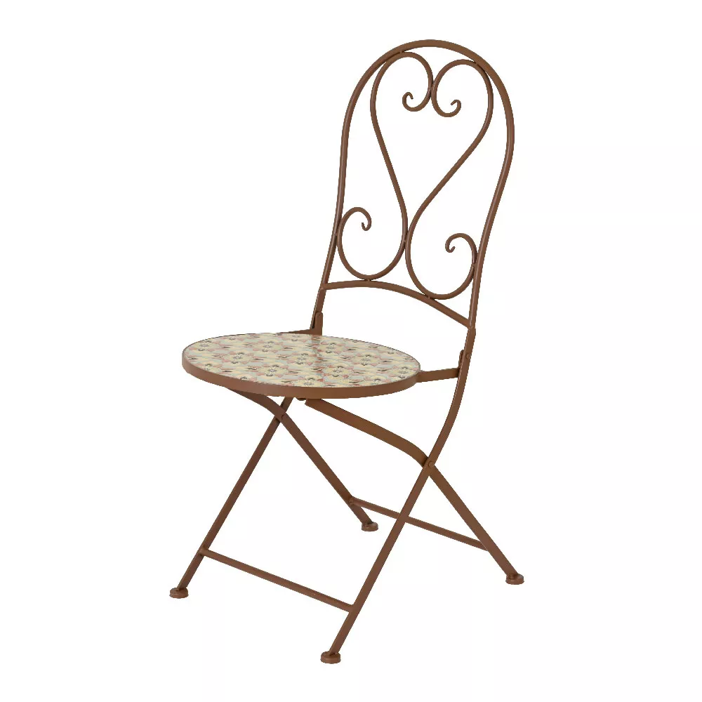 eminza Chaise bistro pliable en mosaïque Lyon Marron