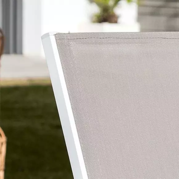 Eminza Chaise De Jardin Aluminium Empilable Murano Blanc Et Taupe