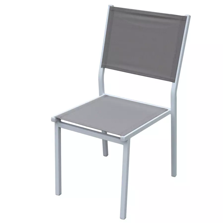 Eminza Chaise De Jardin Aluminium Empilable Murano Blanc Et Taupe