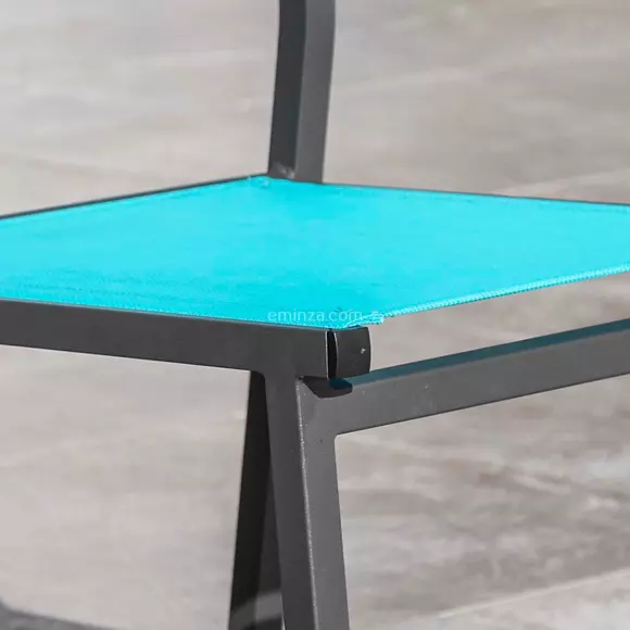 Eminza Chaise De Jardin Aluminium Empilable Murano Gris Anthracite Et Bleu