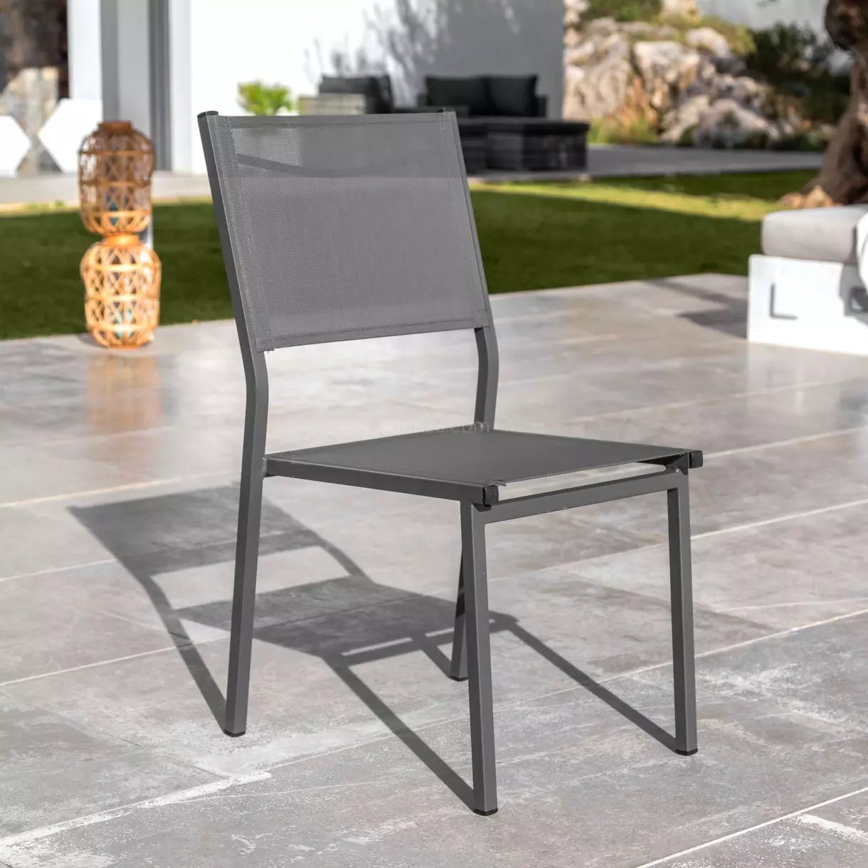 eminza Chaise de jardin aluminium empilable Murano Gris anthracite