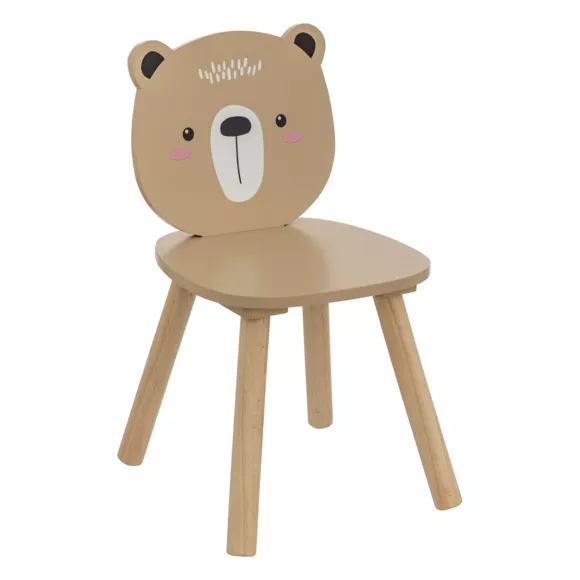 Eminza Chaise Enfant Bois (H46 Cm) Douceur Ourson Beige