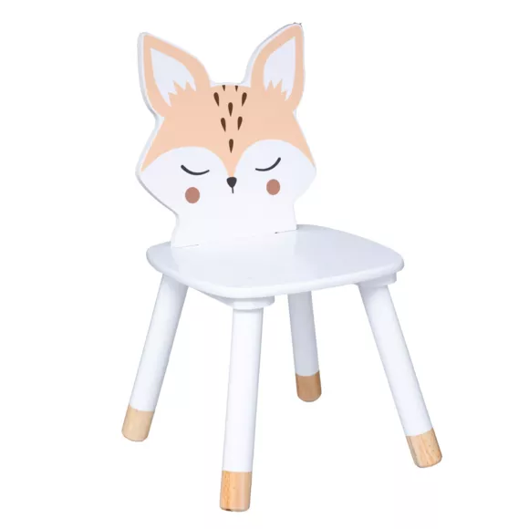 Eminza Chaise Enfant Bois (H52 5 Cm) Douceur Renard Blanche