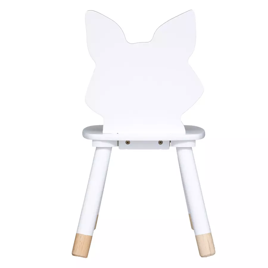 Eminza Chaise Enfant Bois (H52 5 Cm) Douceur Renard Blanche