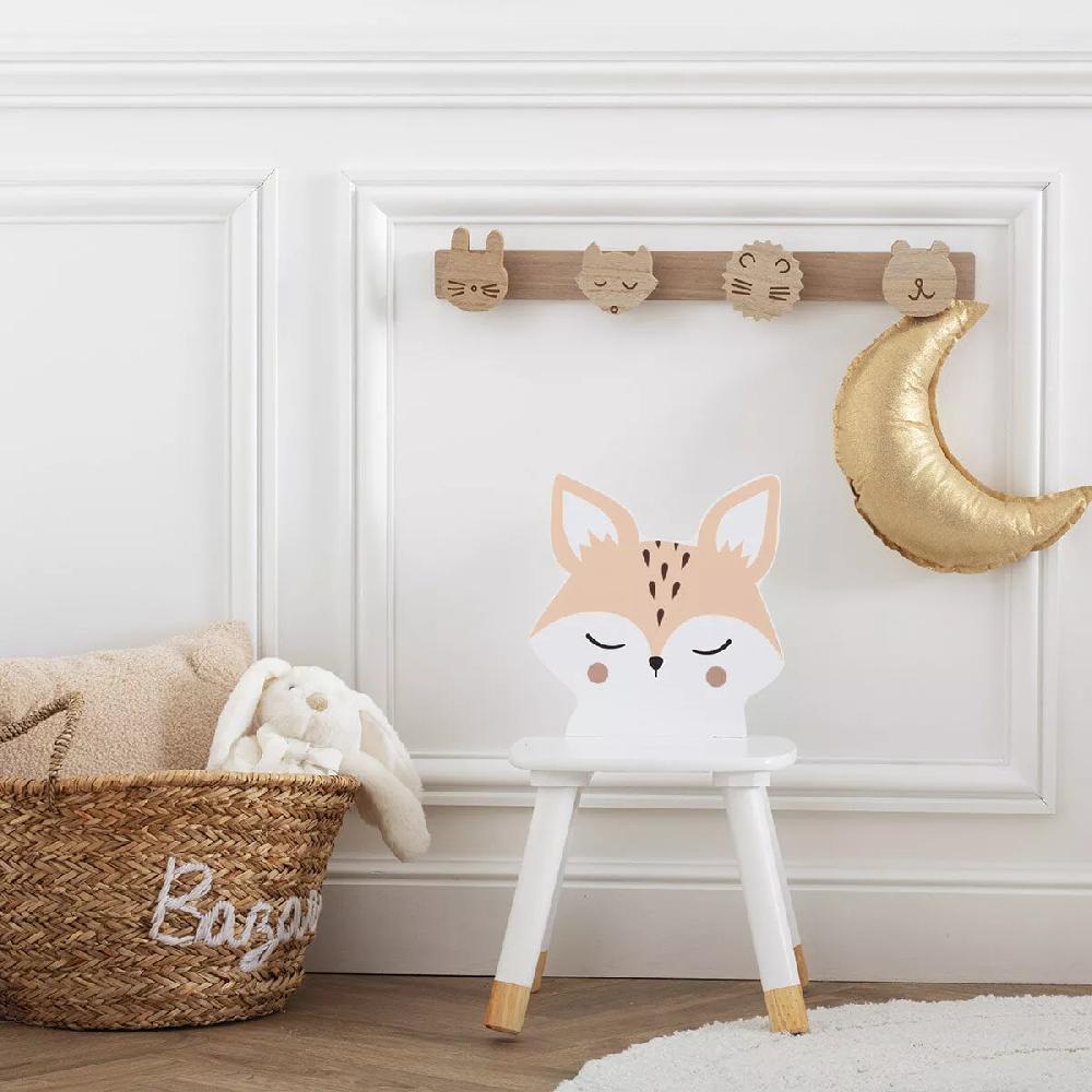 eminza Chaise enfant bois (H52 5 cm) Douceur Renard Blanche