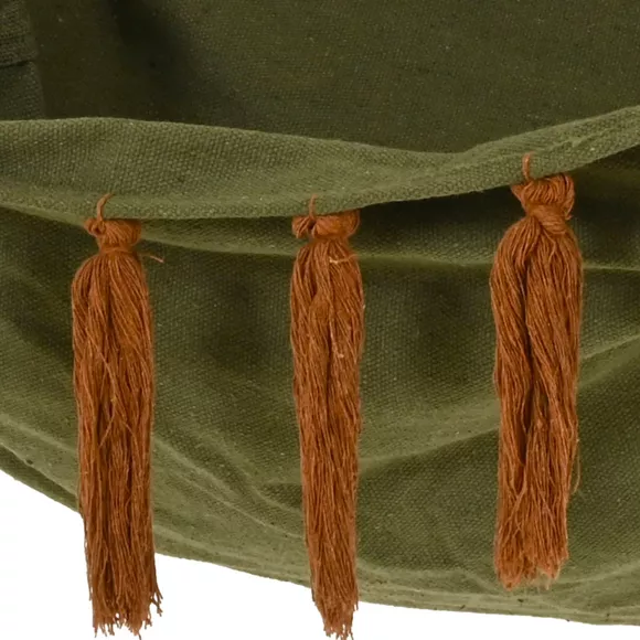 Eminza Chaise Hamac à Suspendre à Franges Vert Kaki