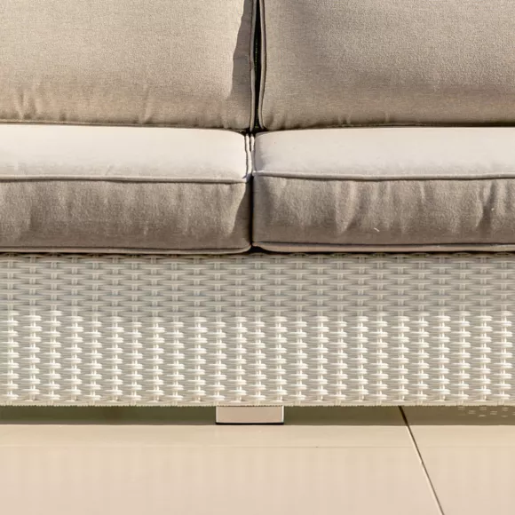 Eminza Chauffeuse De Jardin En Résine Tressée 2 Places Palma Blanc Et Taupe