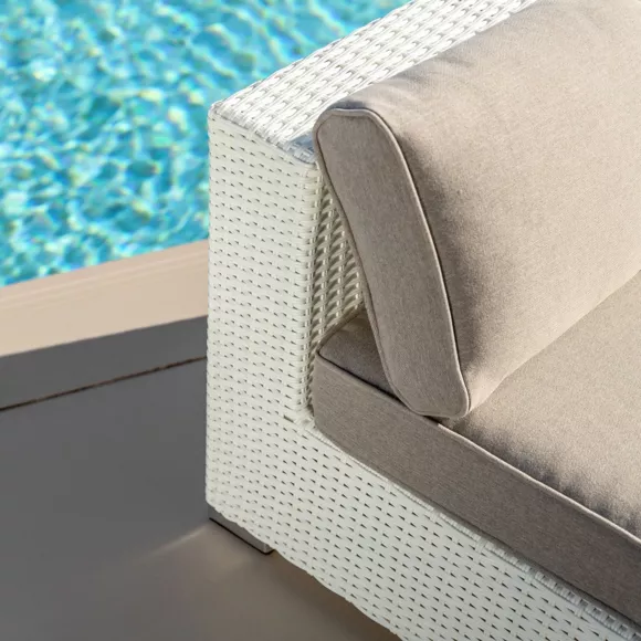 Eminza Chauffeuse De Jardin En Résine Tressée 2 Places Palma Blanc Et Taupe