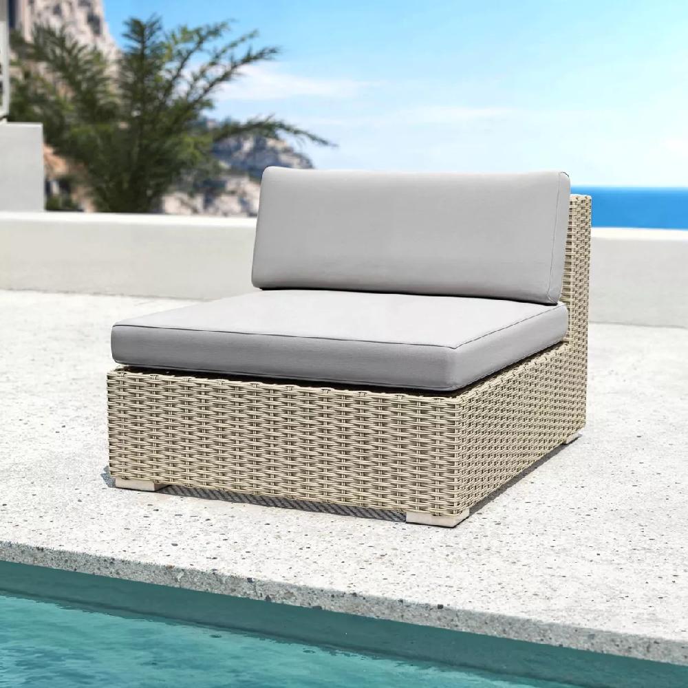 eminza Chauffeuse de jardin en résine tressée Palma Gris