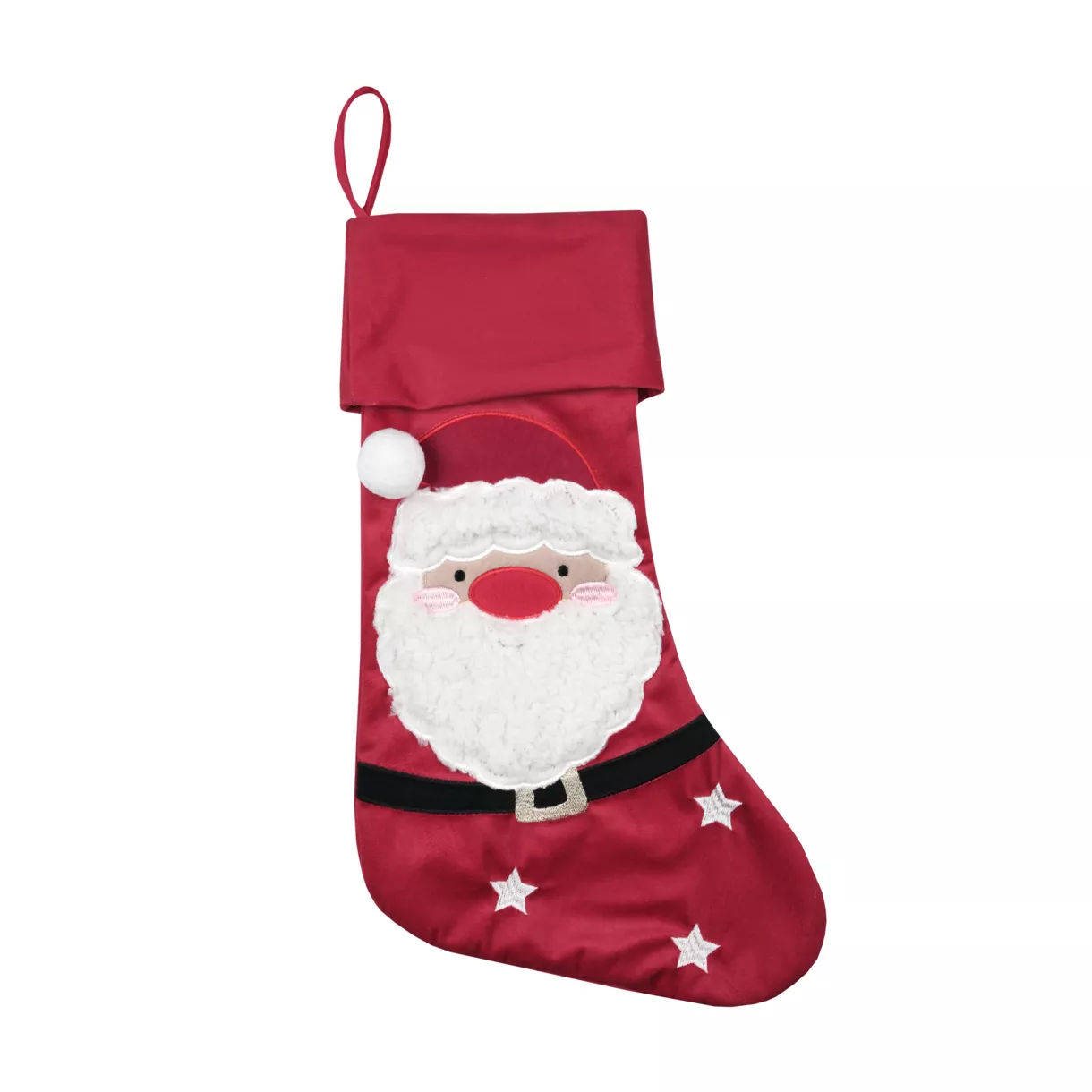eminza Chaussette de Noël (H48 cm) Edgard Père Noël Rouge carmin
