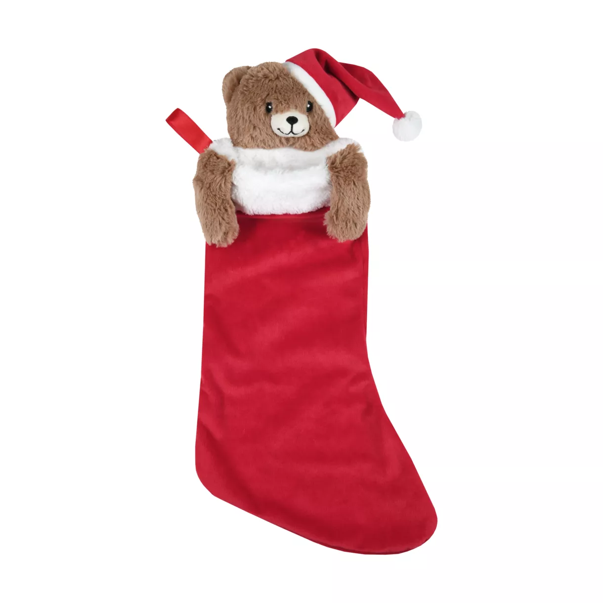 eminza Chaussette de Noël (H50 cm) Petit ourson Lucien Rouge