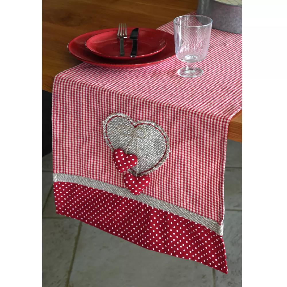 eminza Chemin de table coton (150 x 45 cm) Marianne Rouge
