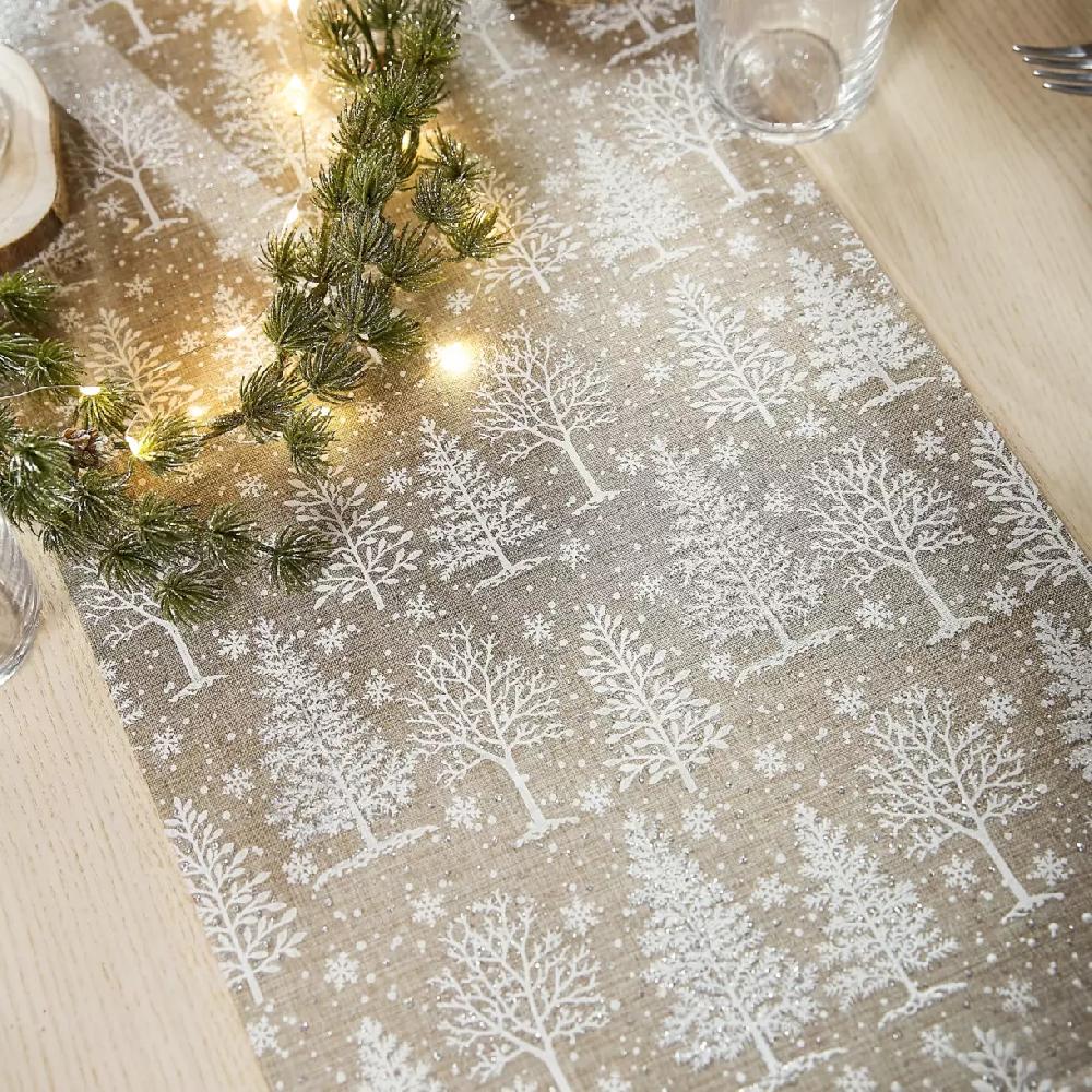 eminza Chemin de table décoratif (300 x 28 cm) Forêt Naturel