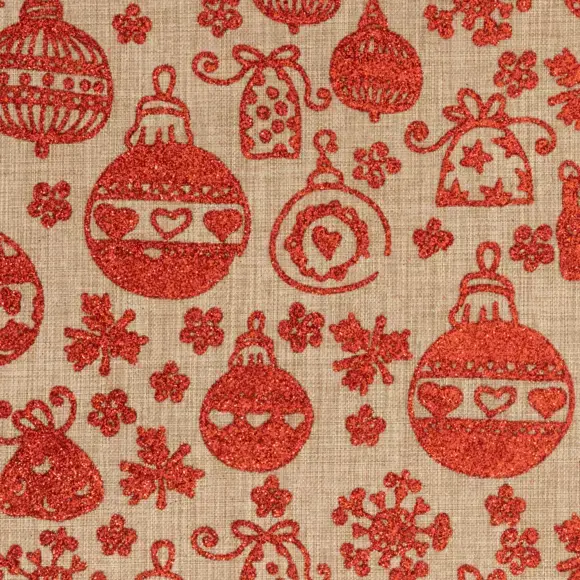 Eminza Chemin De Table En Jute (300 X 28 Cm) Boules De Noël Rouge