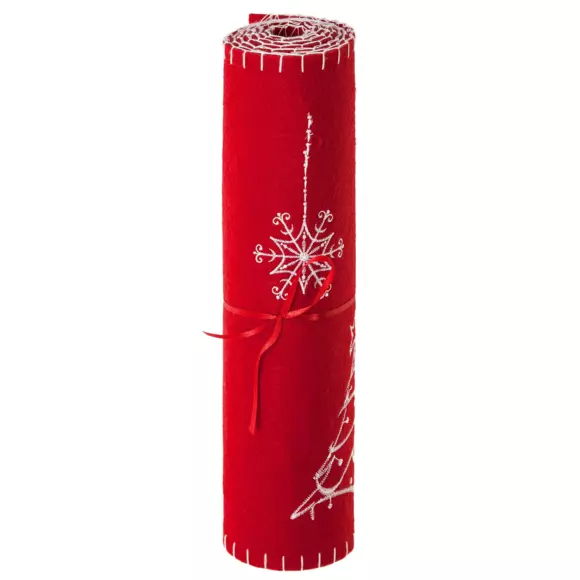 Eminza Chemin De Table Noël (120 X 30 Cm) Étoile Rouge