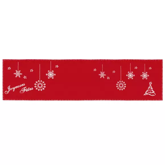 Eminza Chemin De Table Noël (120 X 30 Cm) Étoile Rouge