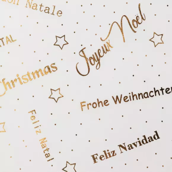 Eminza Chemin De Table Noël (500 X 28 Cm) Message Blanc Et Or