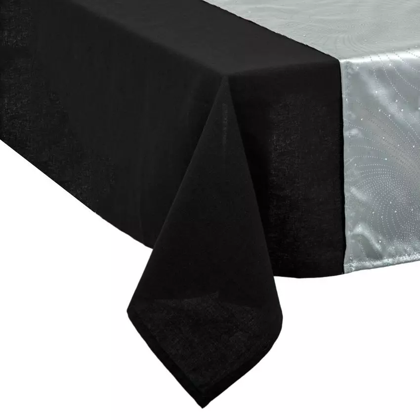 eminza Chemin de table soyeux (140 x 40 cm) Design Gris