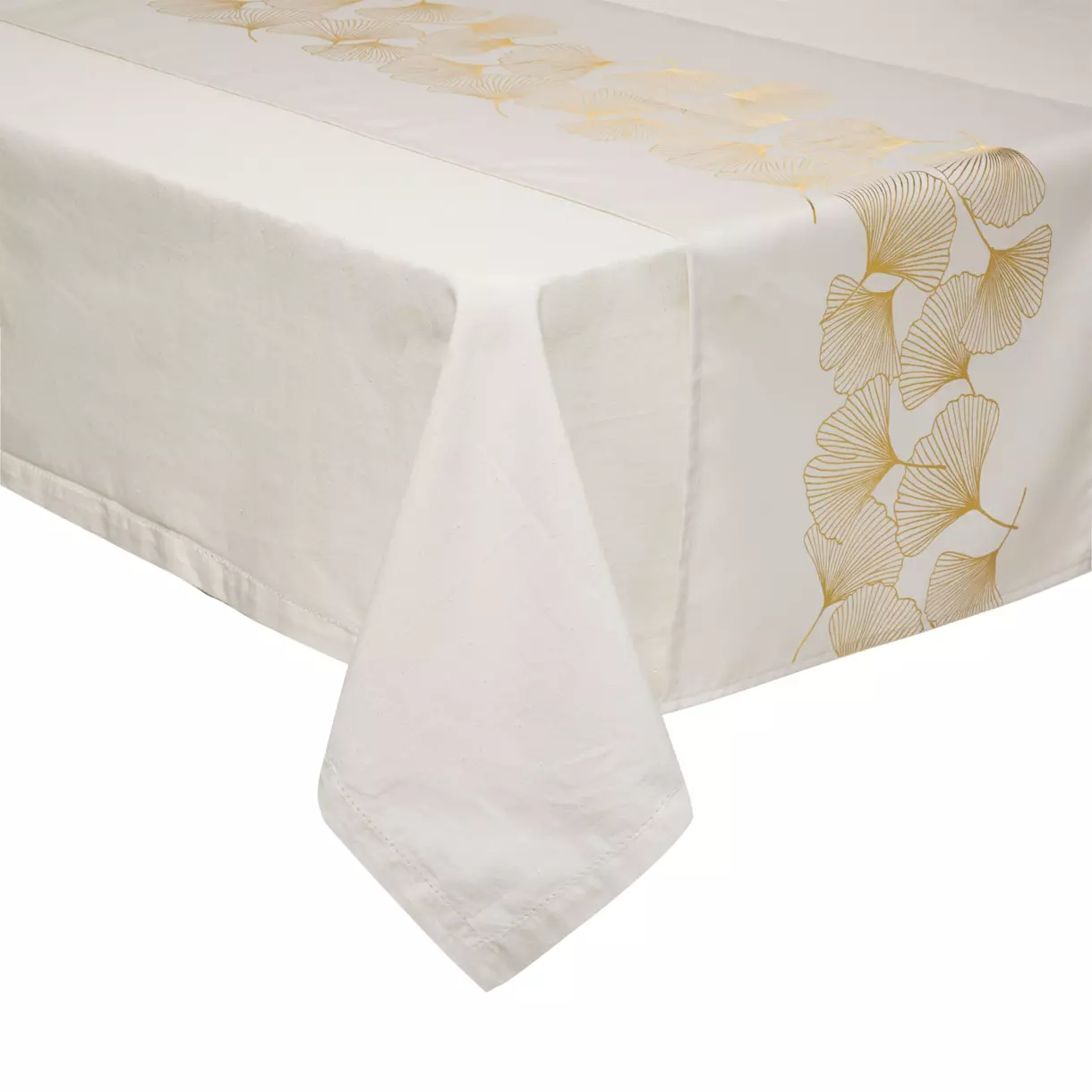 eminza Chemin de table tissu (200 x 45 cm) Ginko Blanc