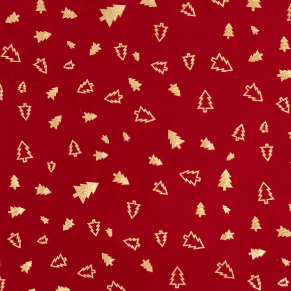 Eminza Chemin De Table Velours (300 X 28 Cm) Sapins De Noël Rouge