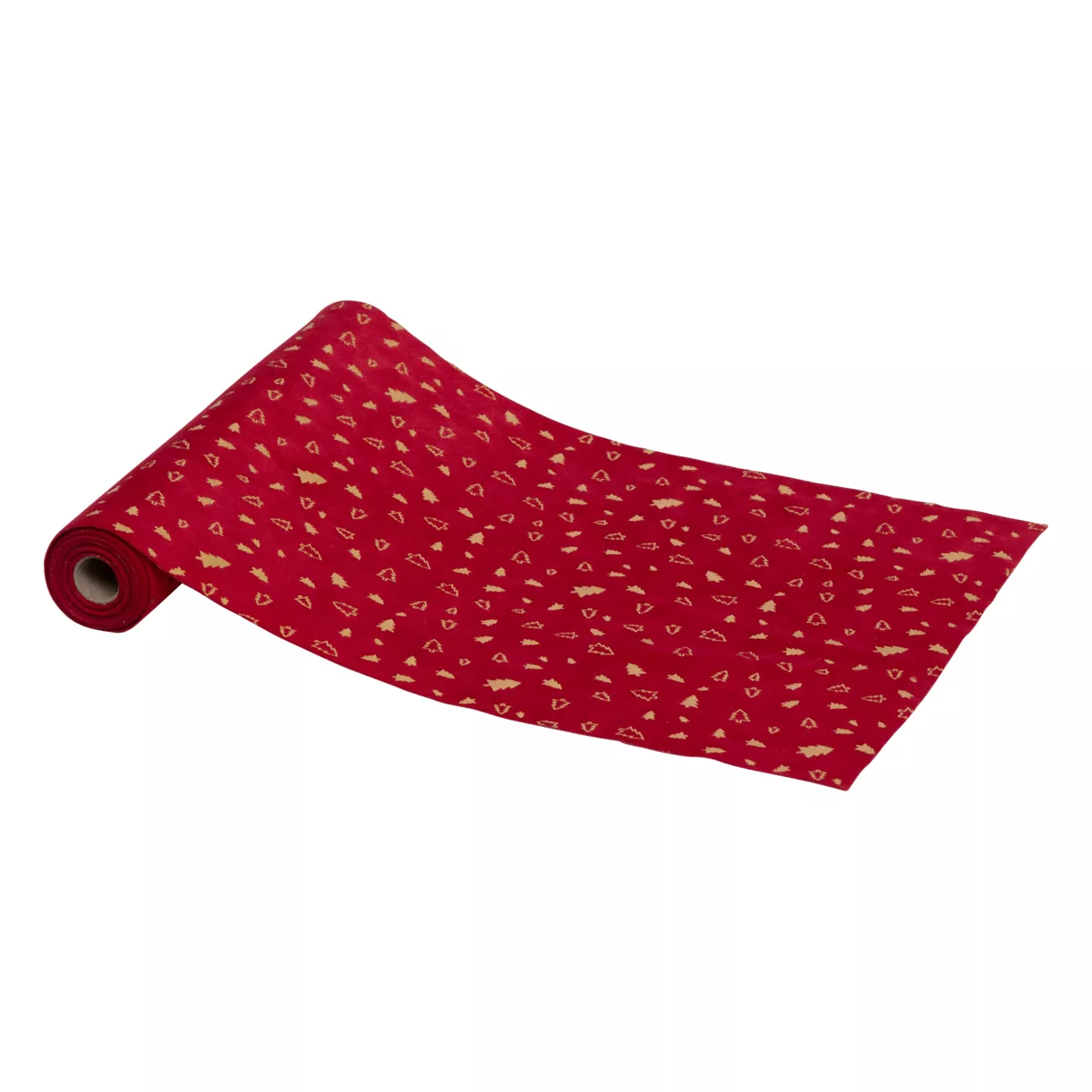 eminza Chemin de table velours (300 x 28 cm) Sapins de Noël Rouge