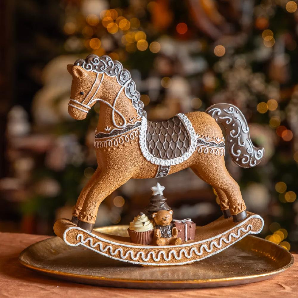 eminza Cheval à bascule (H20 cm) Biscuit Pain d'épices