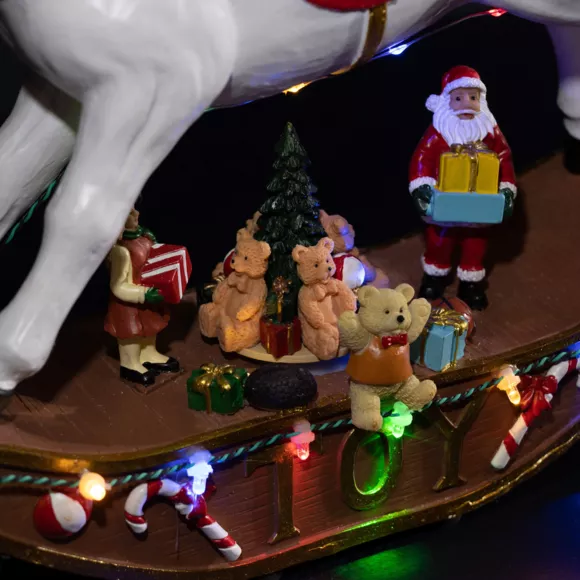 Eminza Cheval à Bascule Lumineux à Piles 14 LED (H27 Cm) Magie Multicolore