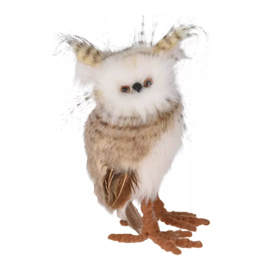 eminza Chouette de Noël à poser (H18 cm) Hector doux plumage