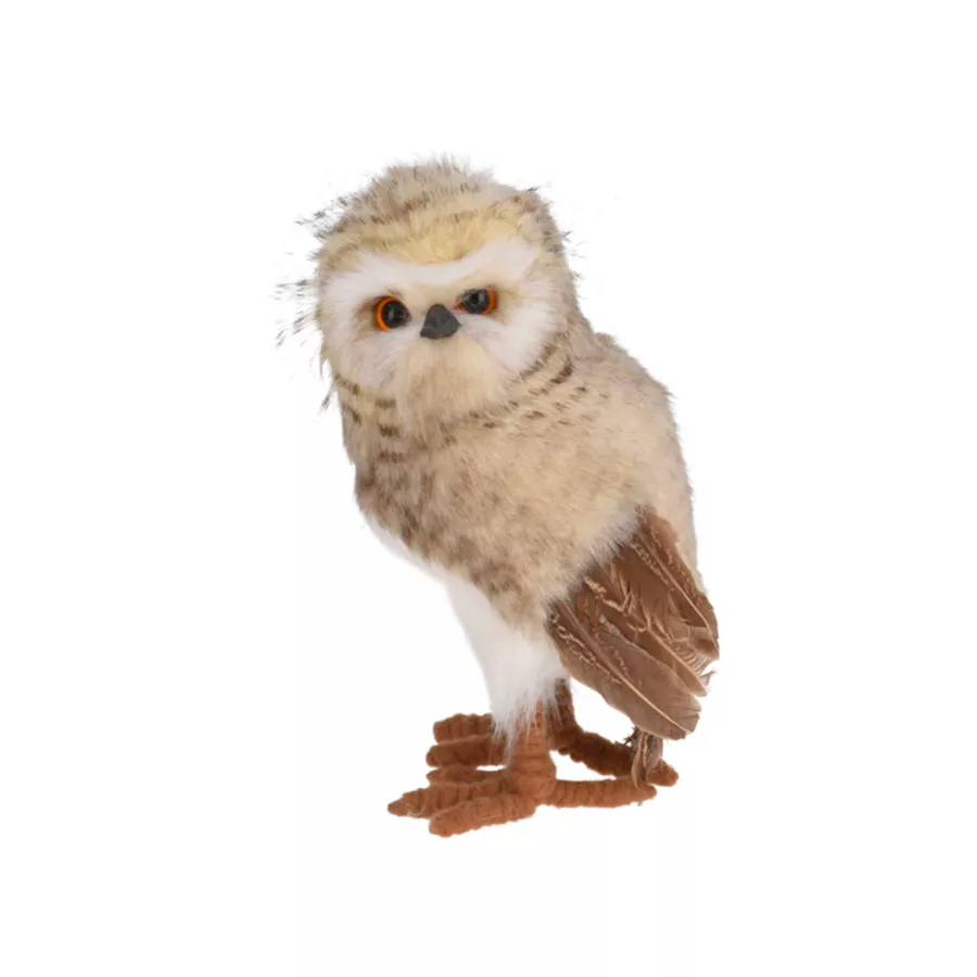 eminza Chouette de Noël à poser (H24 cm) Hector doux plumage