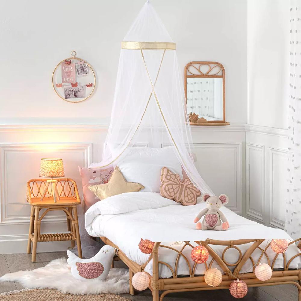 eminza Ciel de lit enfant (40 x 230 cm) Bordure Blanc