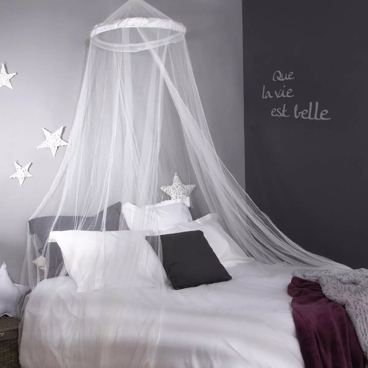 eminza Ciel de lit moustiquaire enfant (60 x 250 cm) Alessia Blanc
