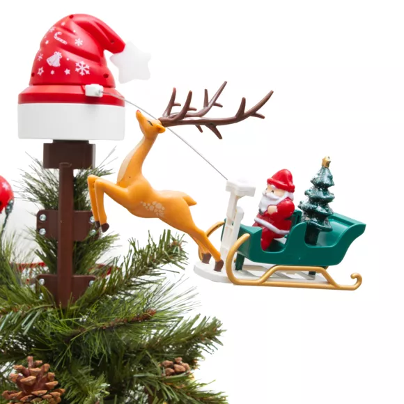 Eminza Cimier De Sapin Animé Rotatif Et Muscial Chapeau Du Père Noël
