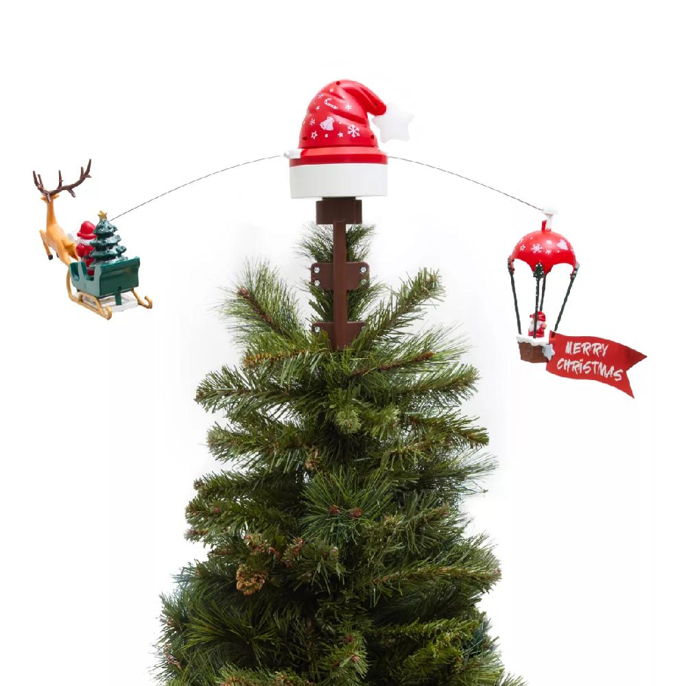 eminza Cimier de sapin animé rotatif et muscial Chapeau du Père Noël